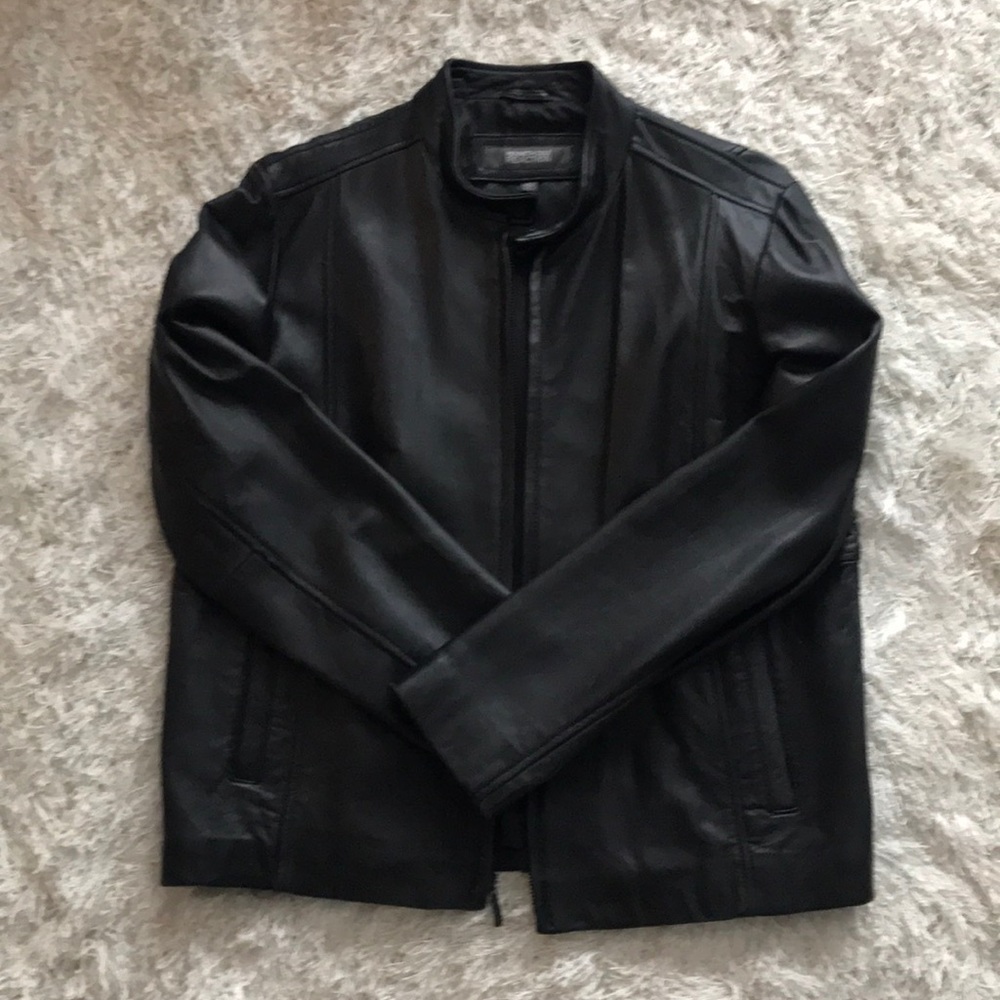 Kenneth Cole Reaction Men Lthr Moto Jacket Size L